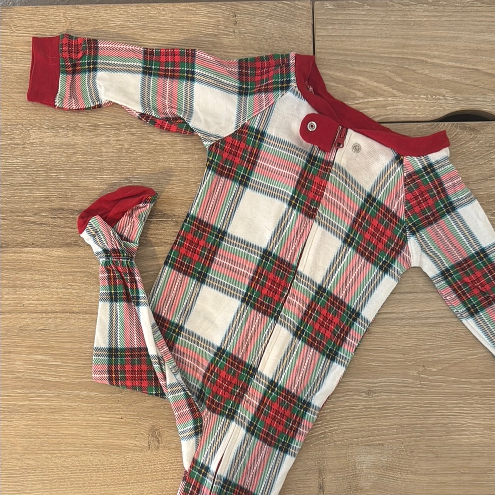 Plaid Red and Green Onesie Pajamas 3-6 MONTHS